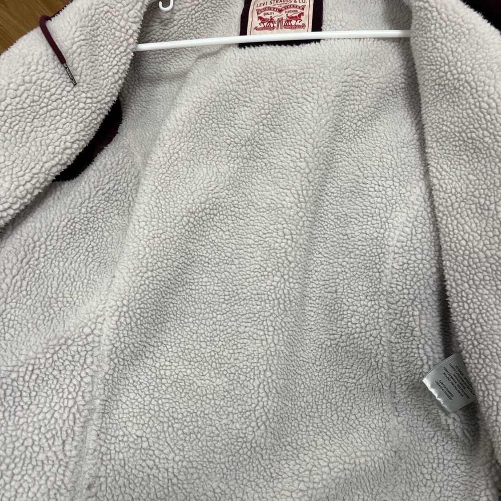 Levi Strauss plum purple sherpa fleece inside corduroy trucker jacket M - Picture 9 of 14